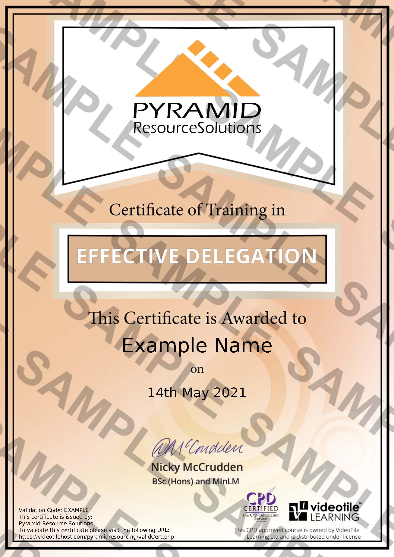 sample certificate