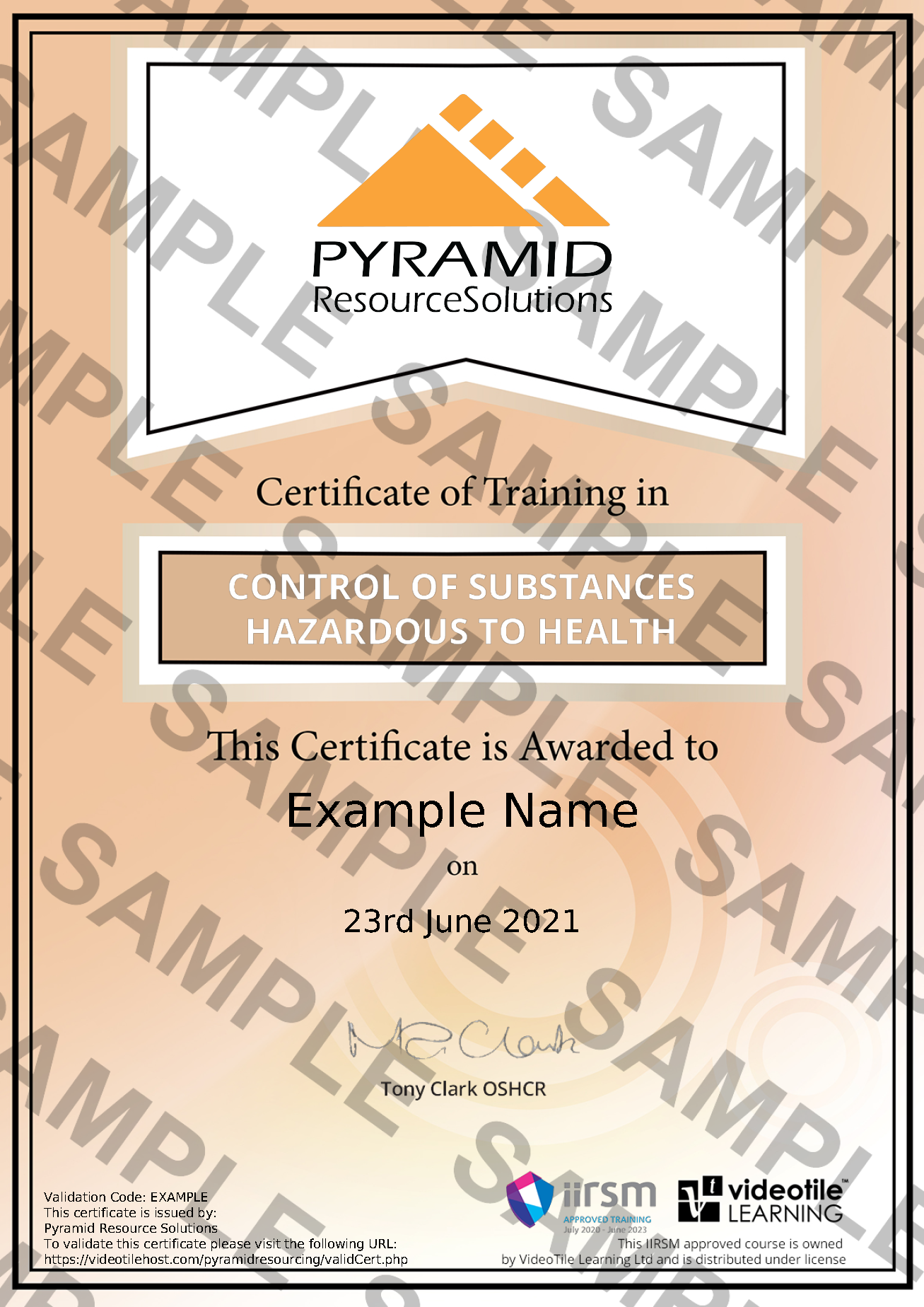 sample certificate