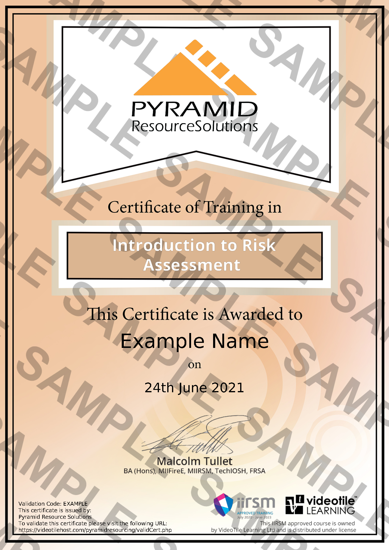 sample certificate