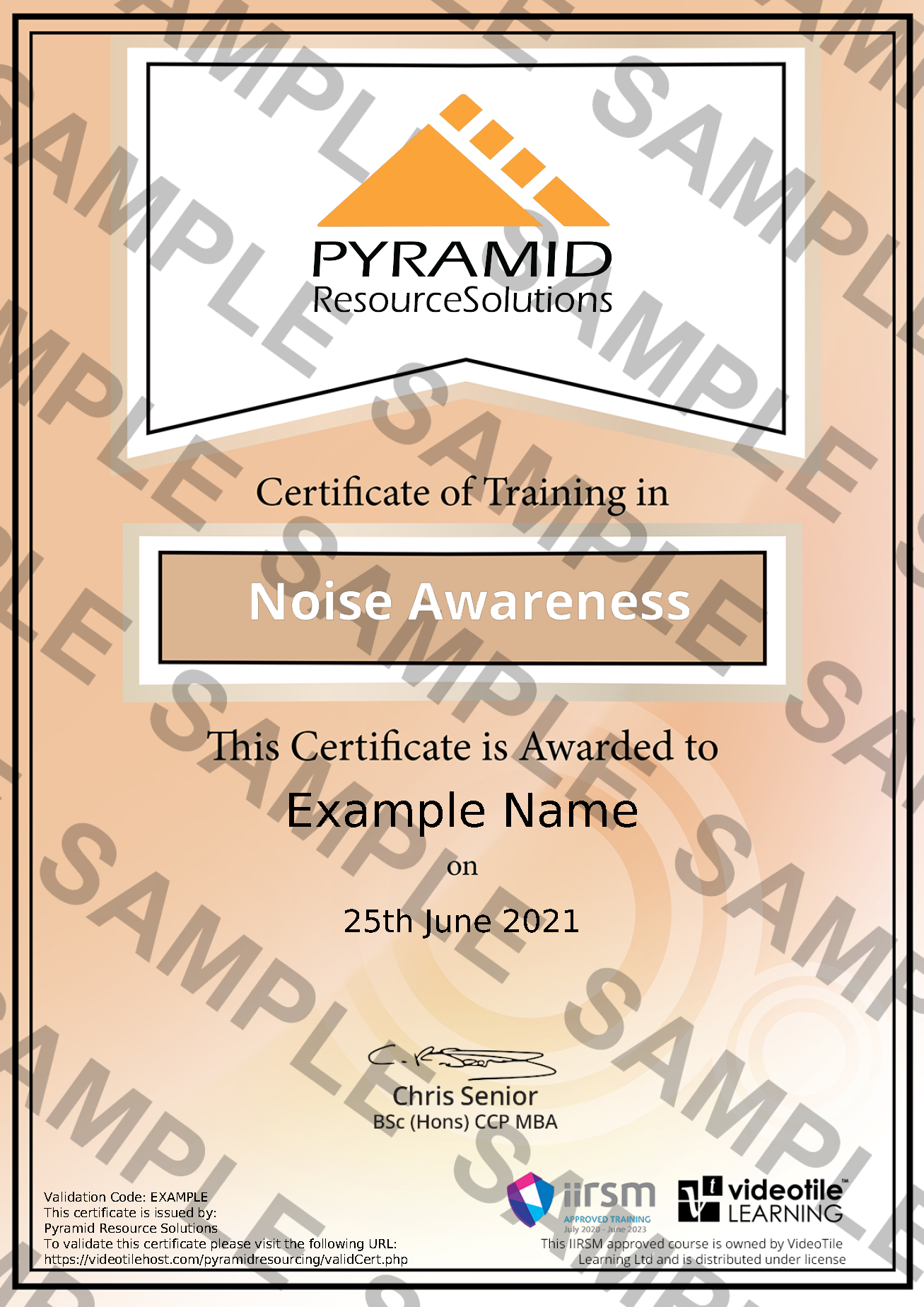 sample certificate