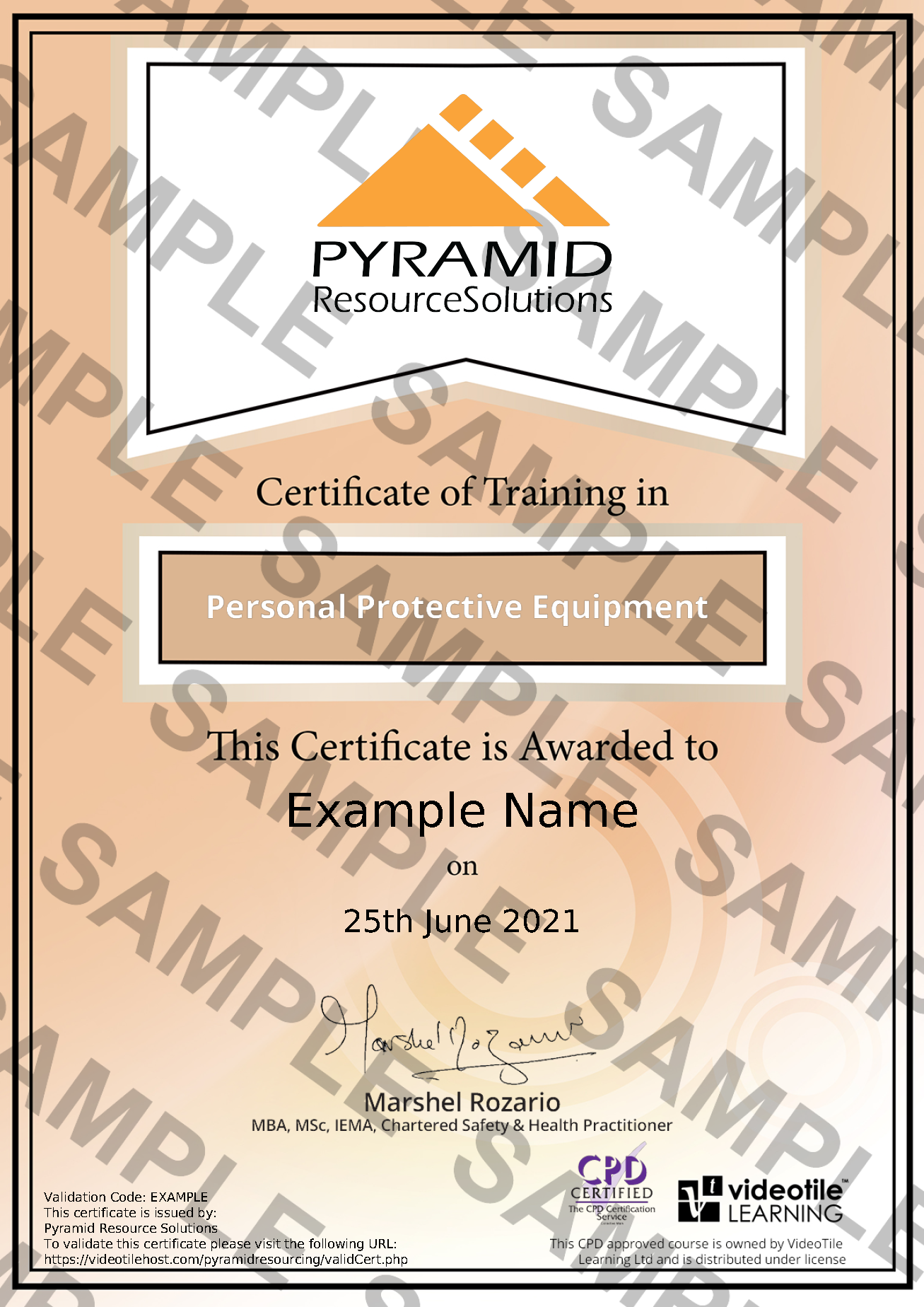 sample certificate