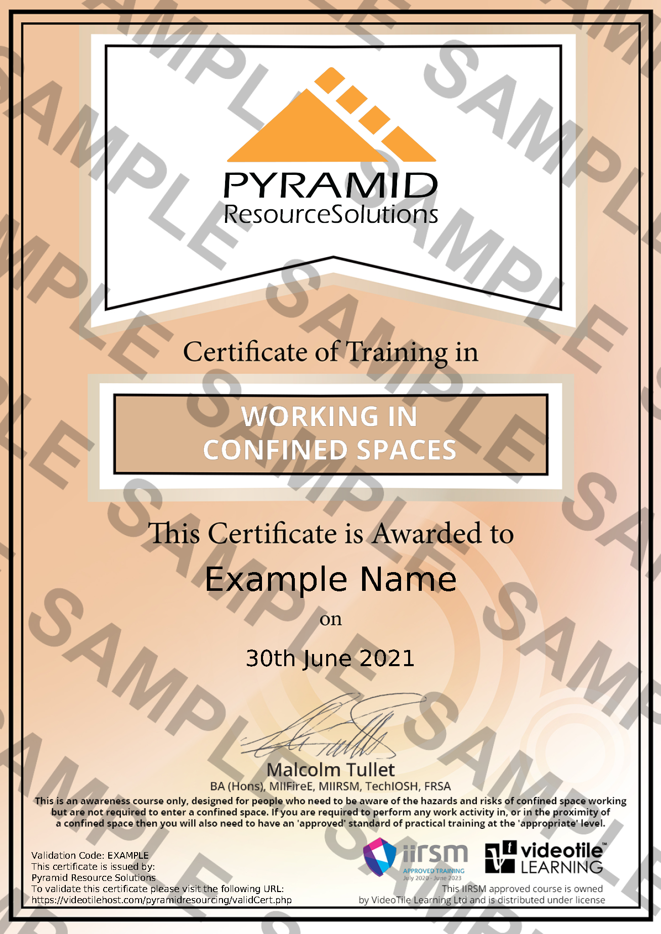 sample certificate