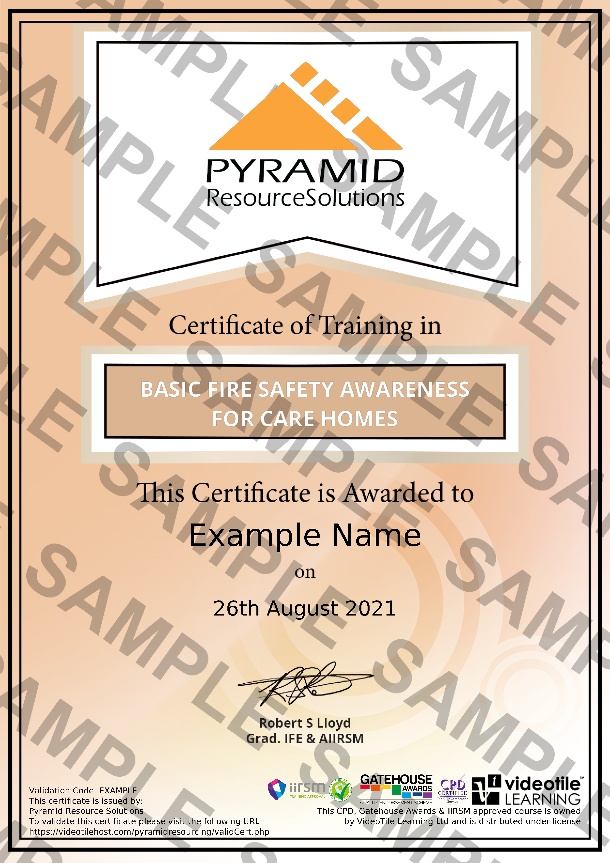 sample certificate