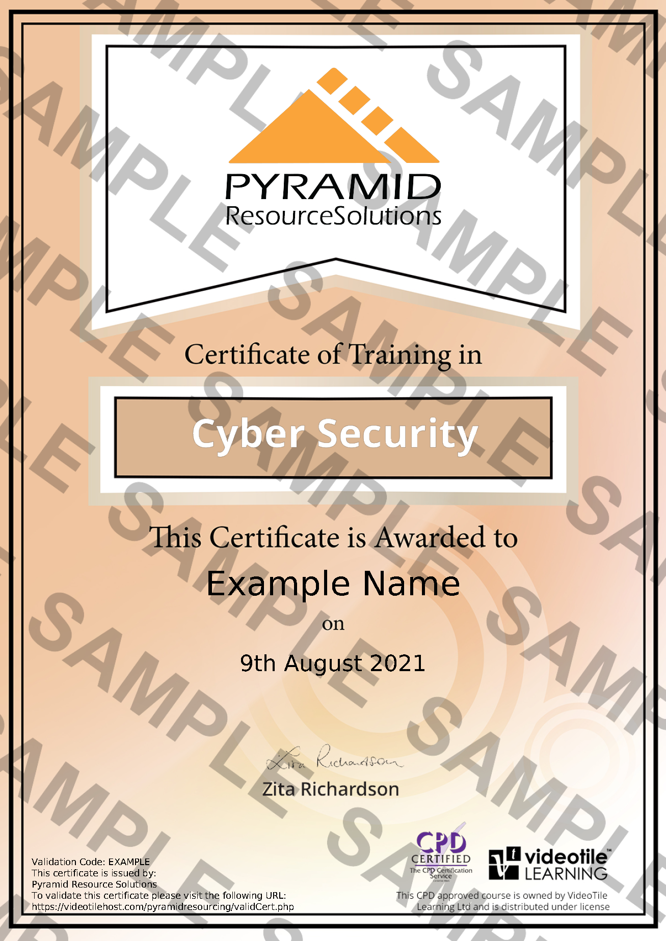 sample certificate