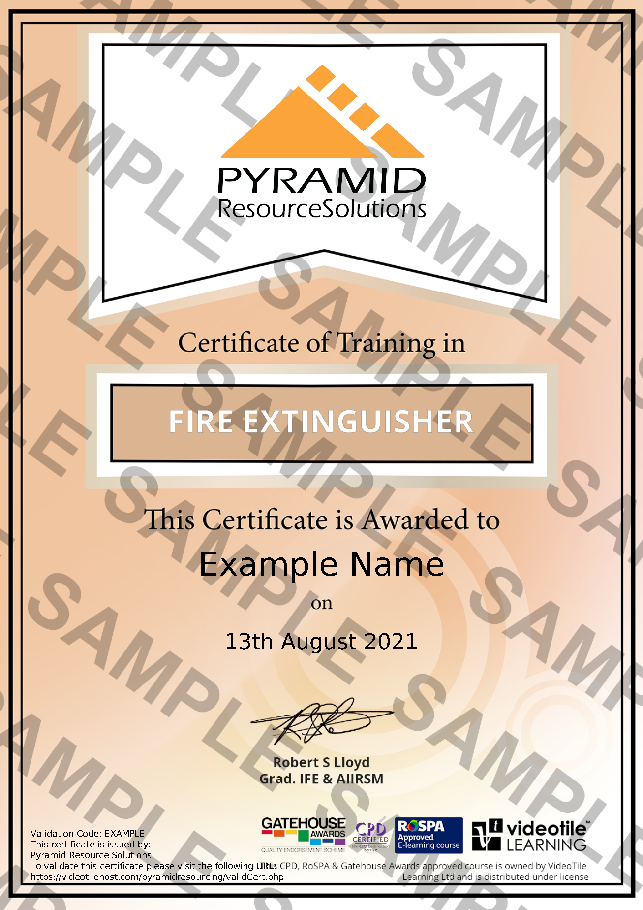 sample certificate