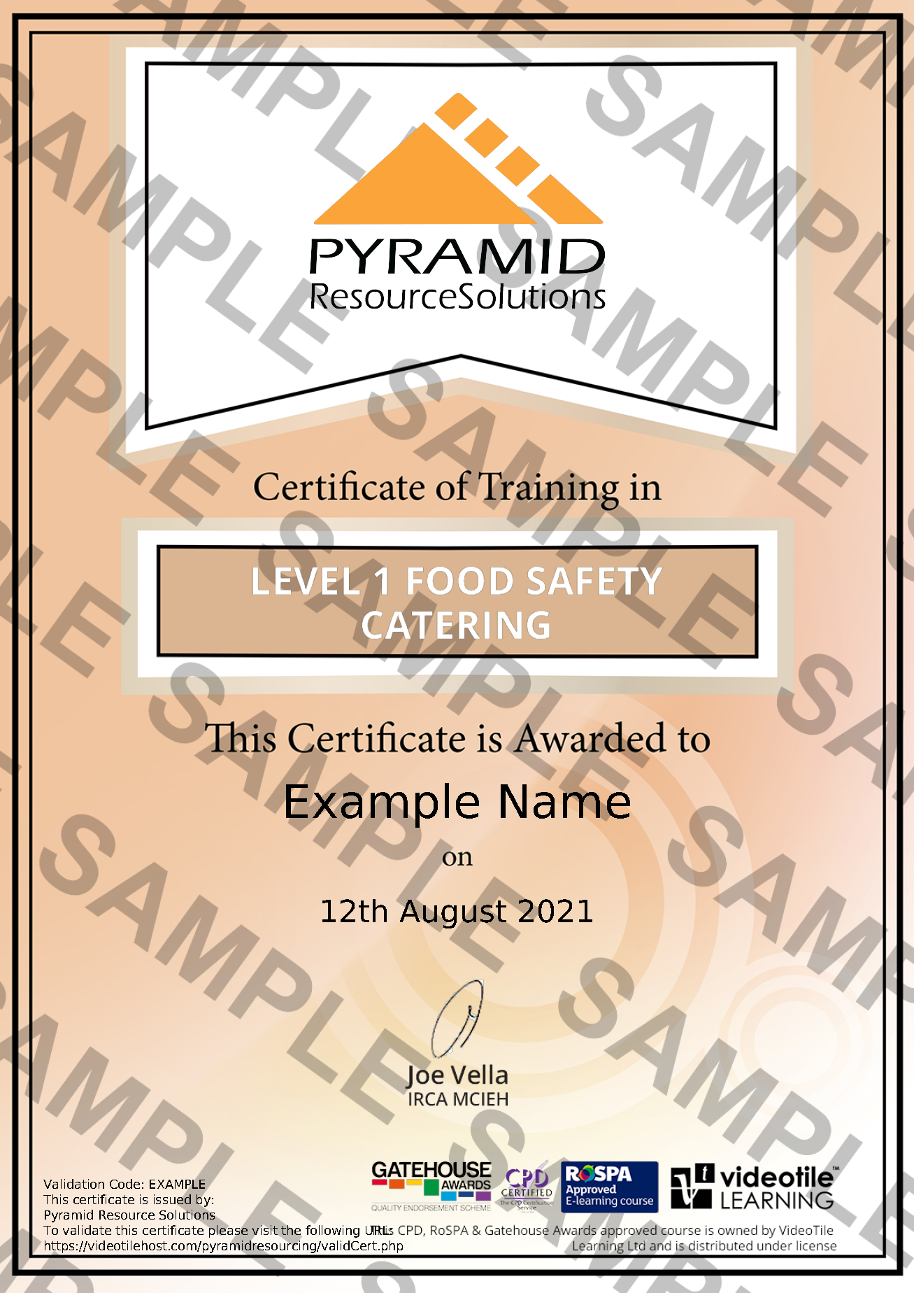 sample certificate