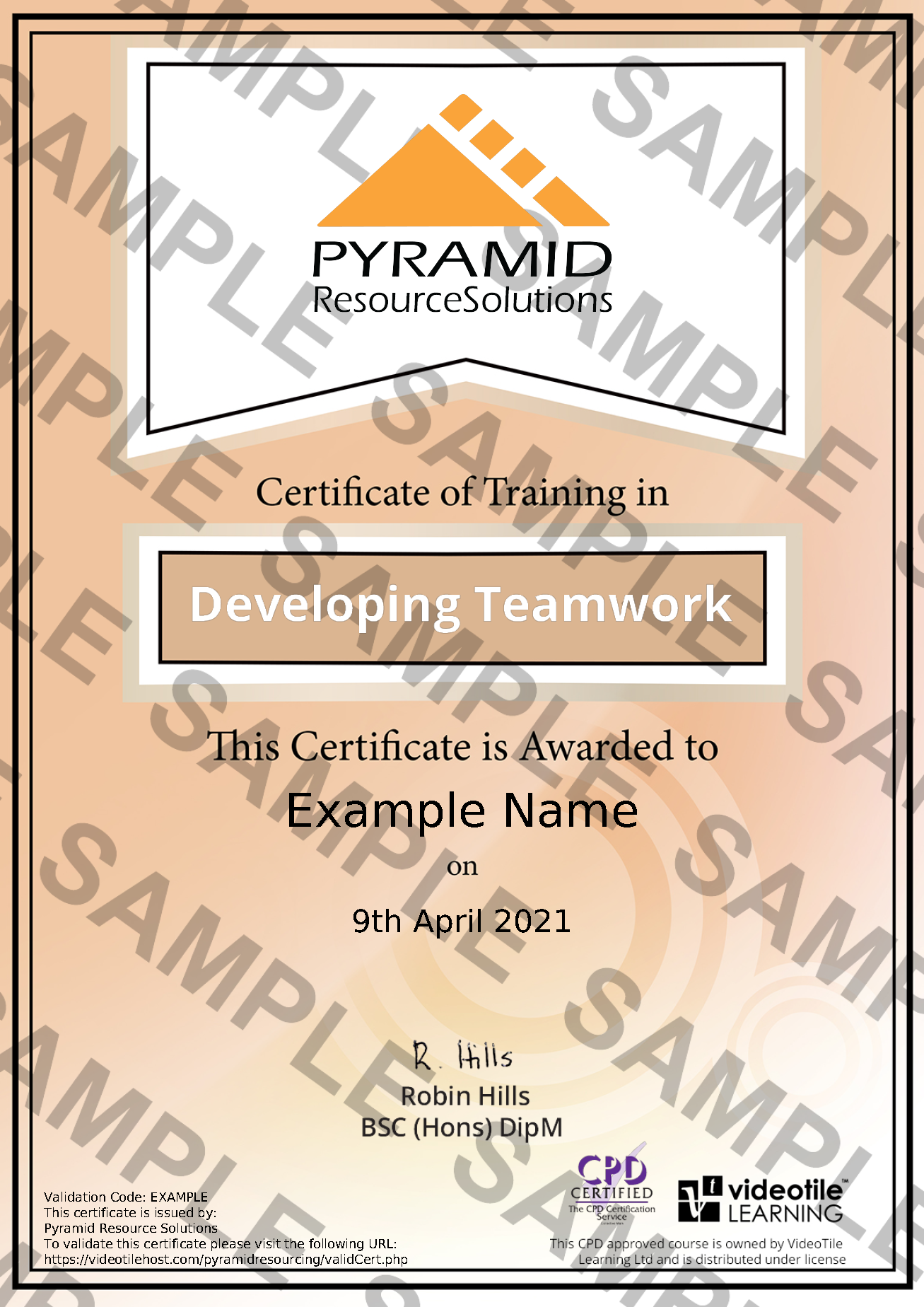 sample certificate