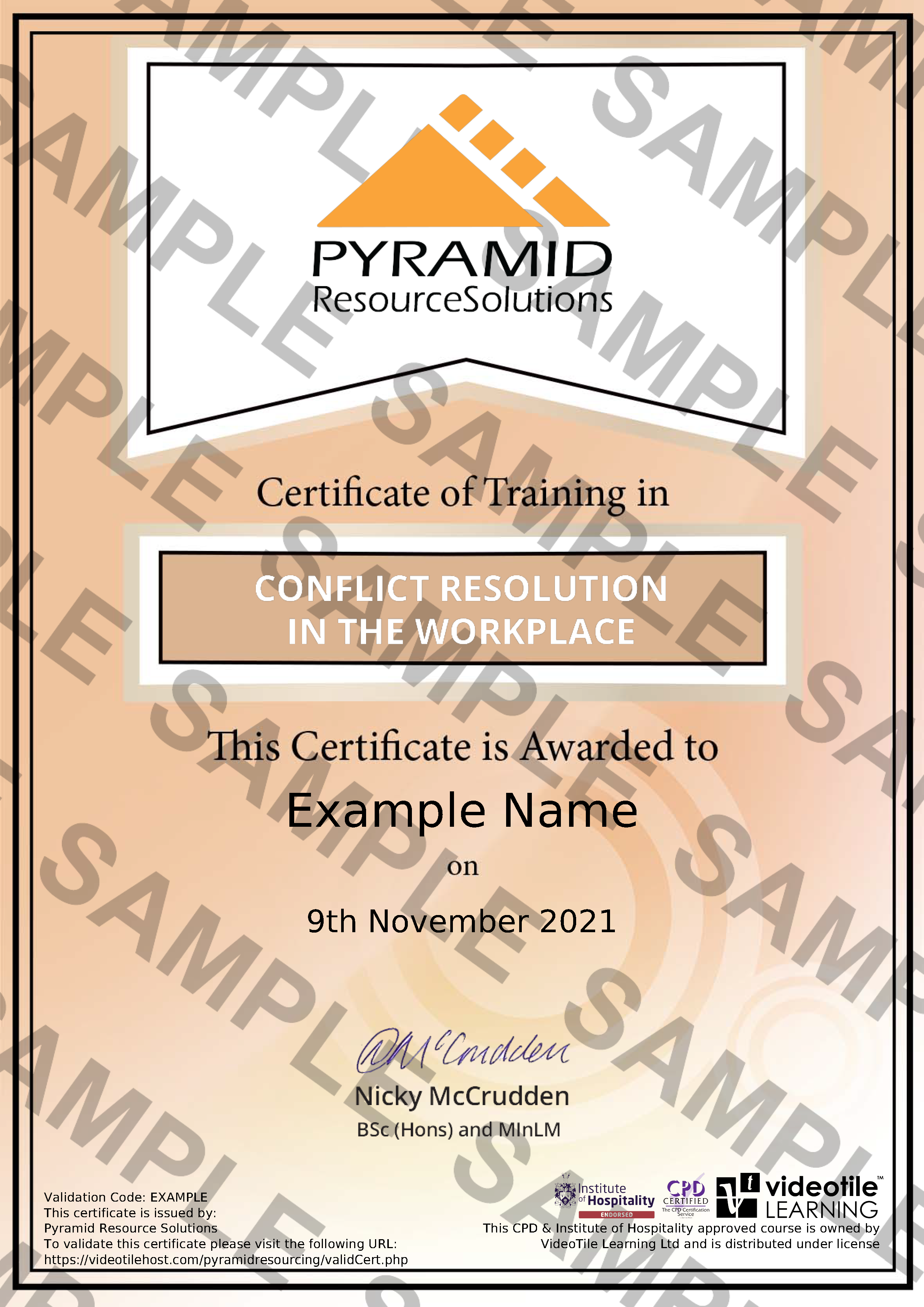 sample certificate