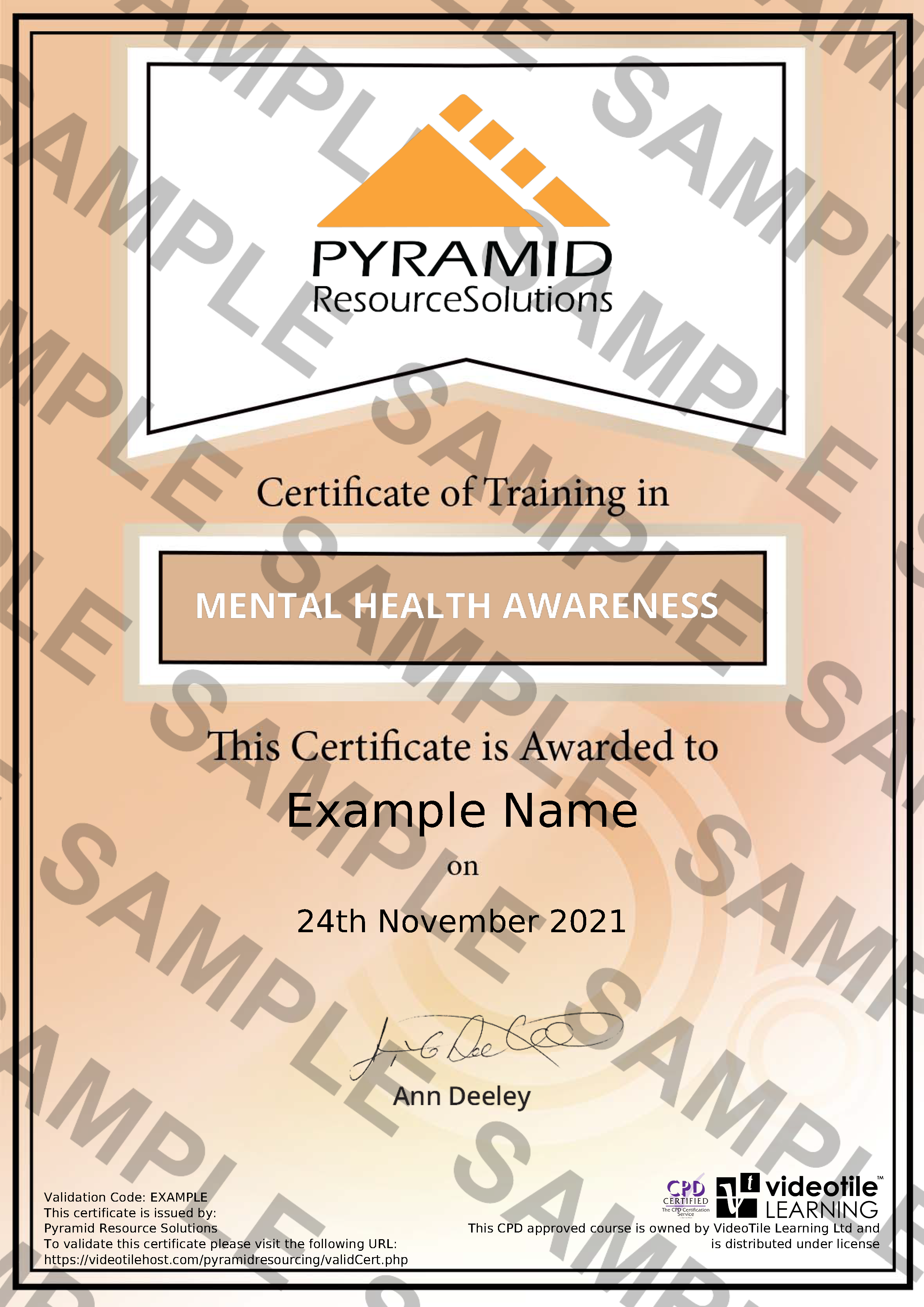 sample certificate
