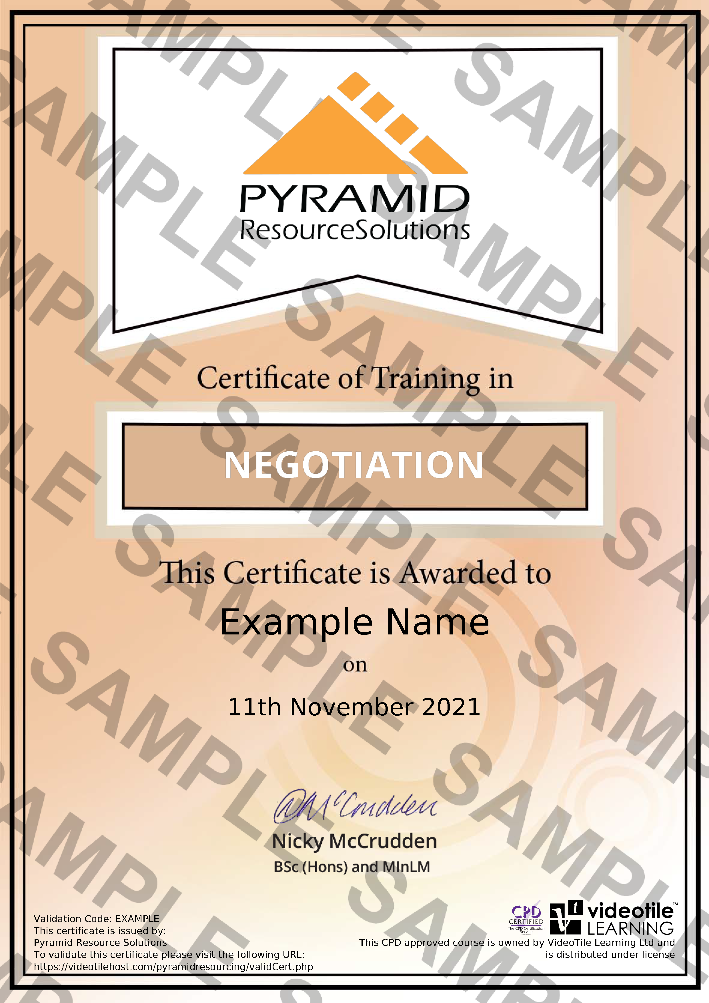 sample certificate