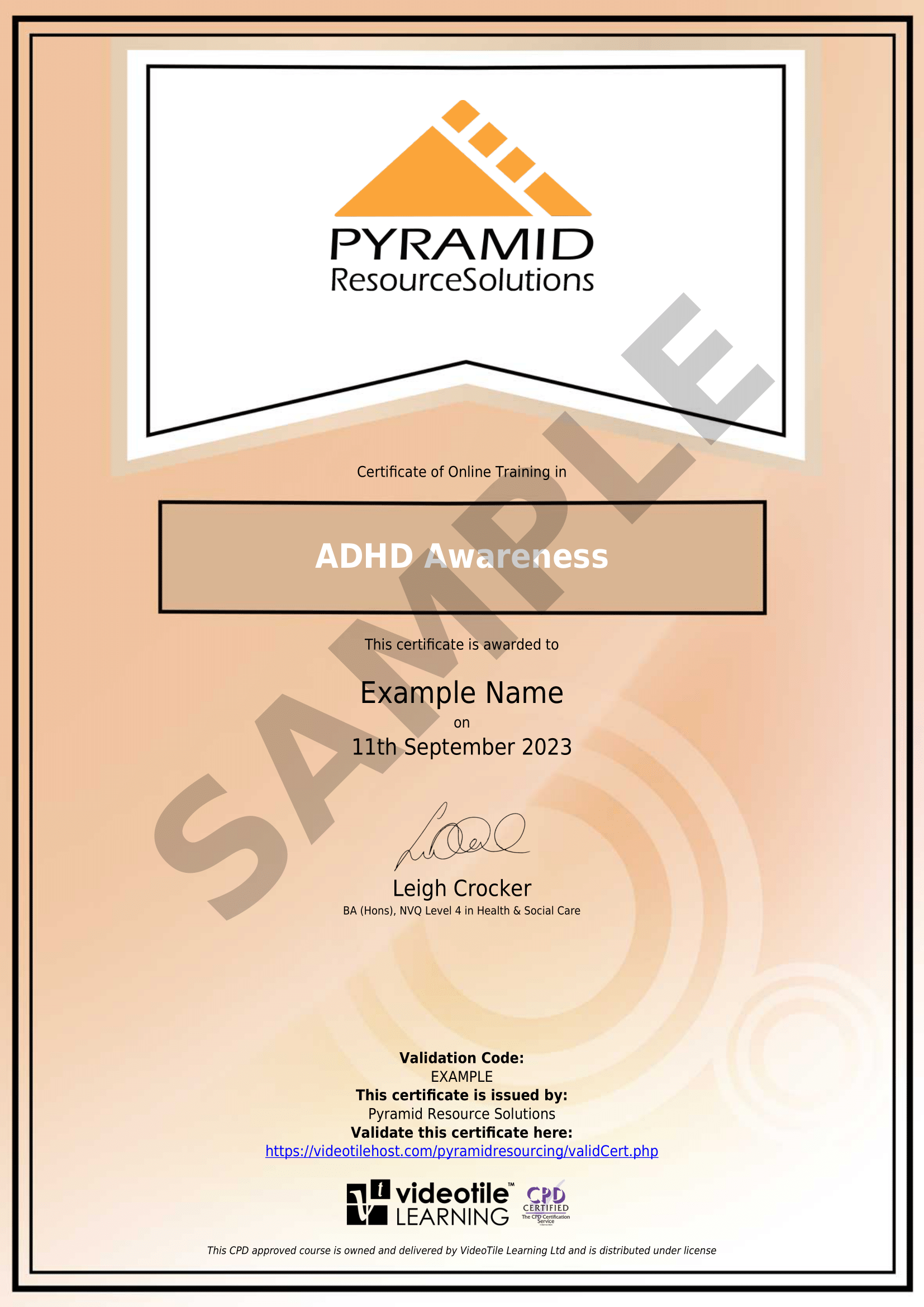 sample certificate