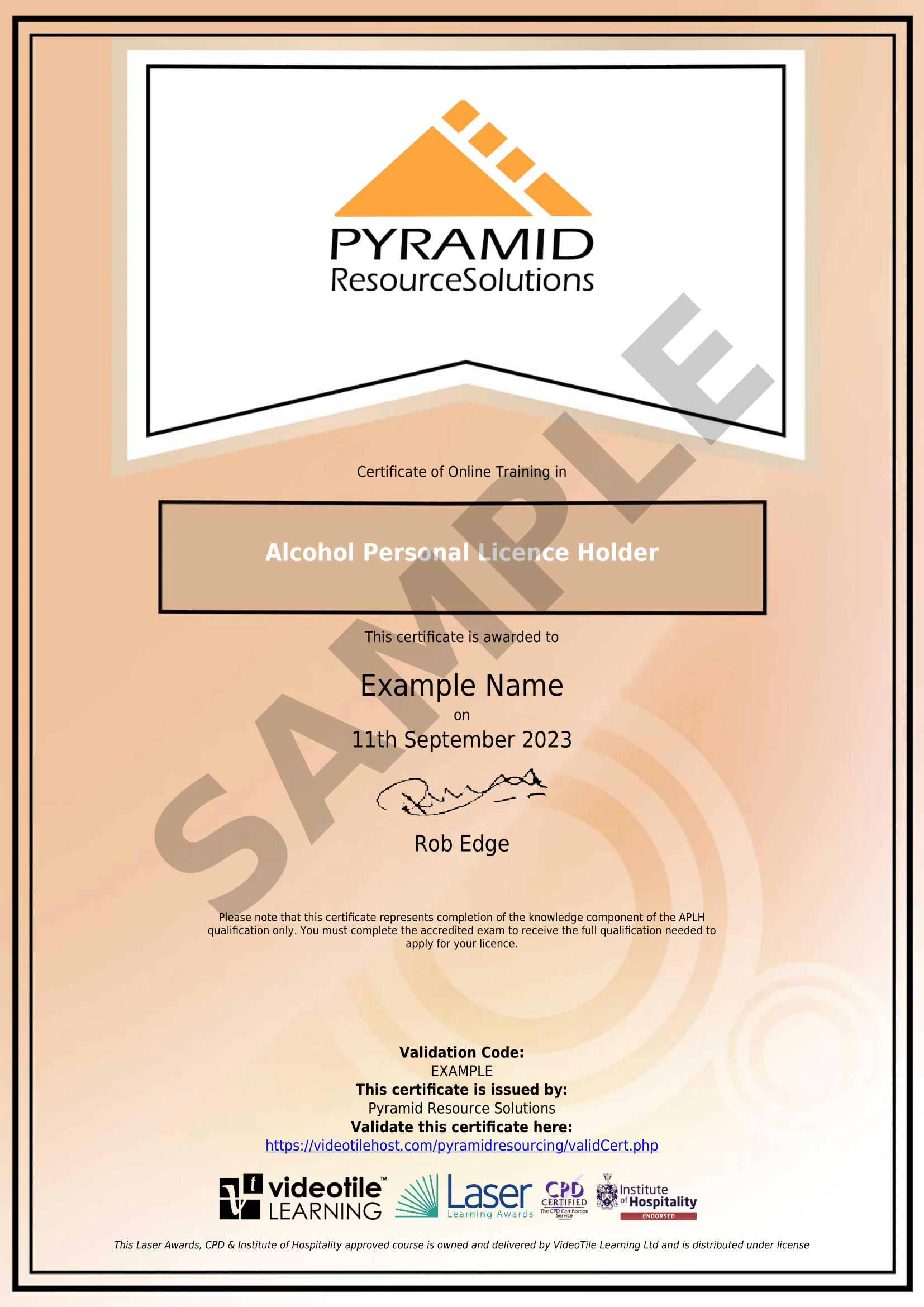 sample certificate