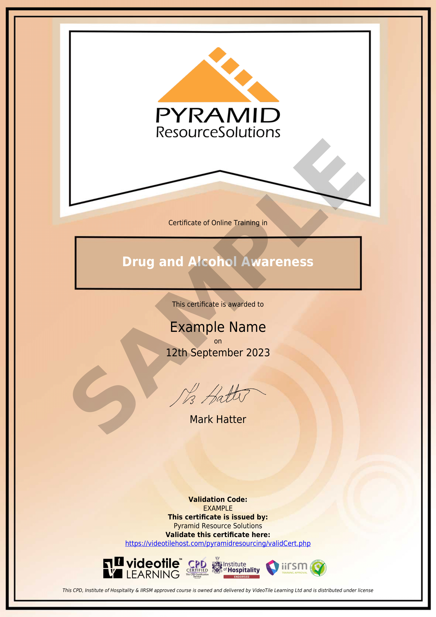 sample certificate