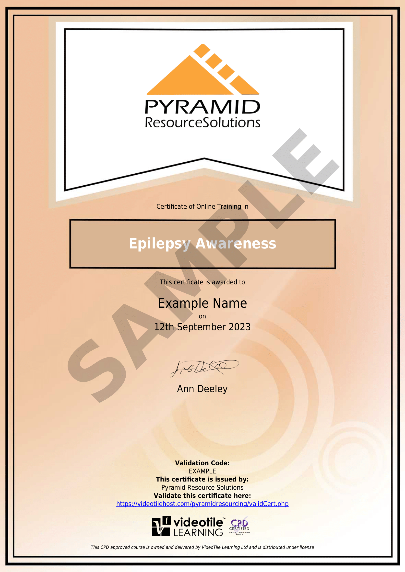 sample certificate