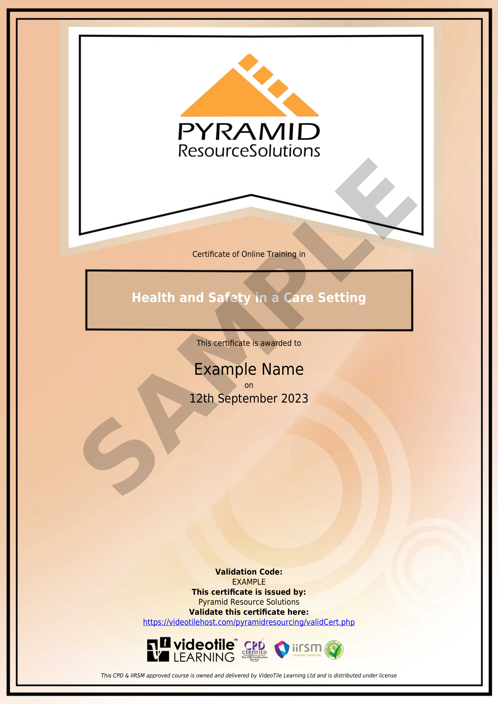 sample certificate