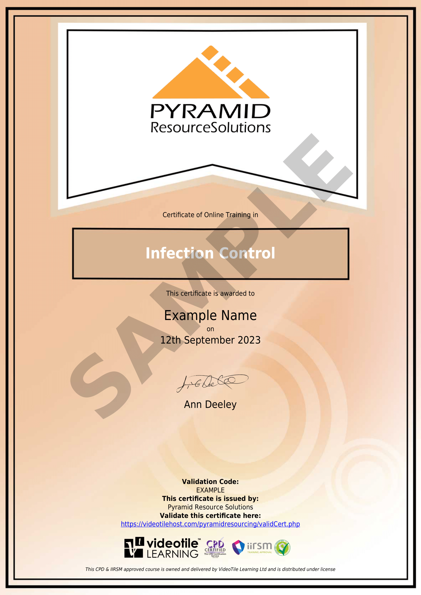 sample certificate