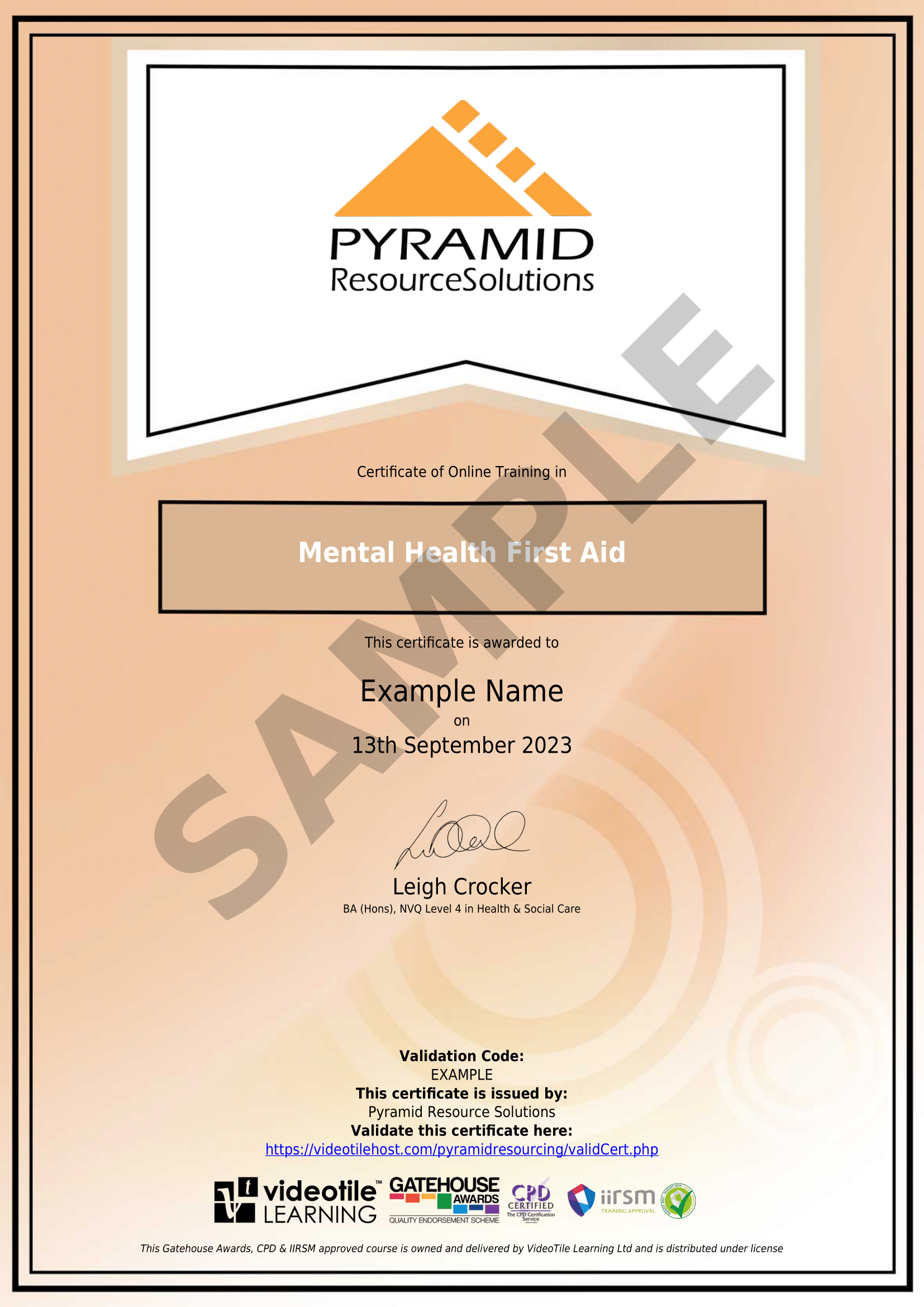 sample certificate