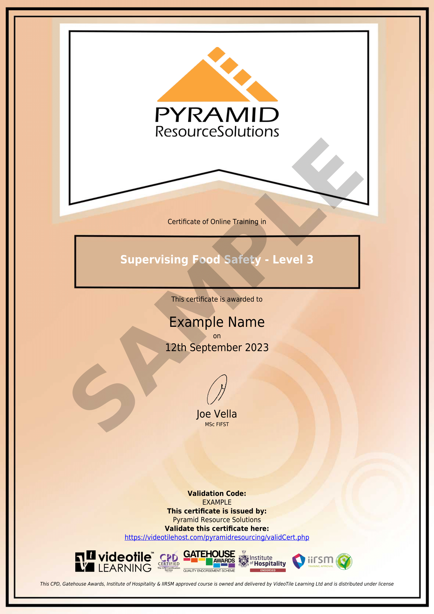 sample certificate