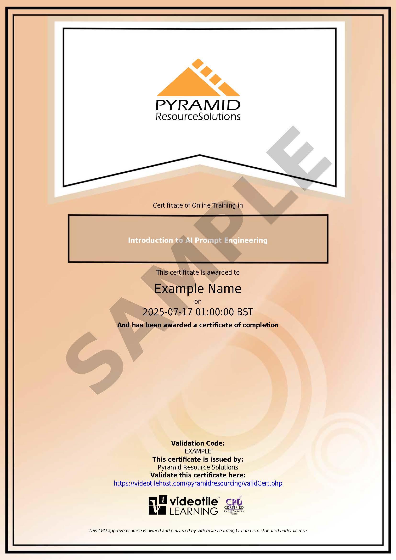 sample certificate