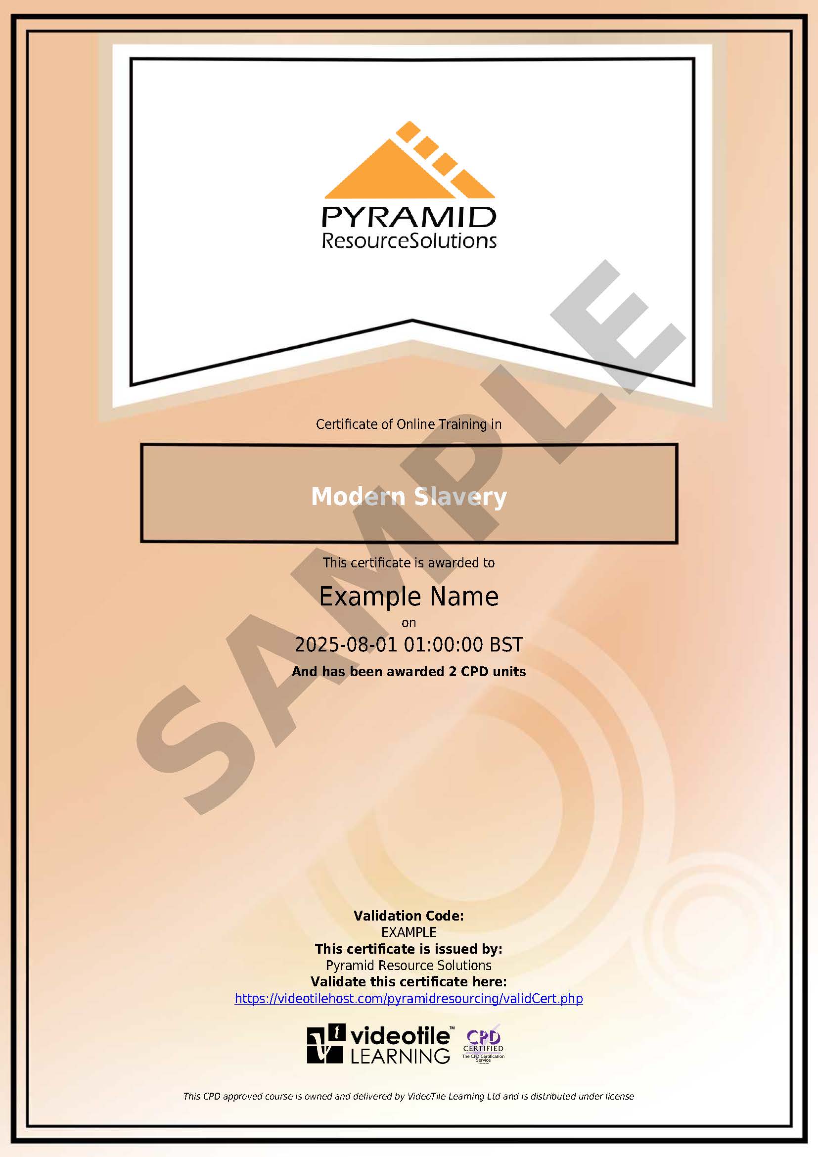 sample certificate